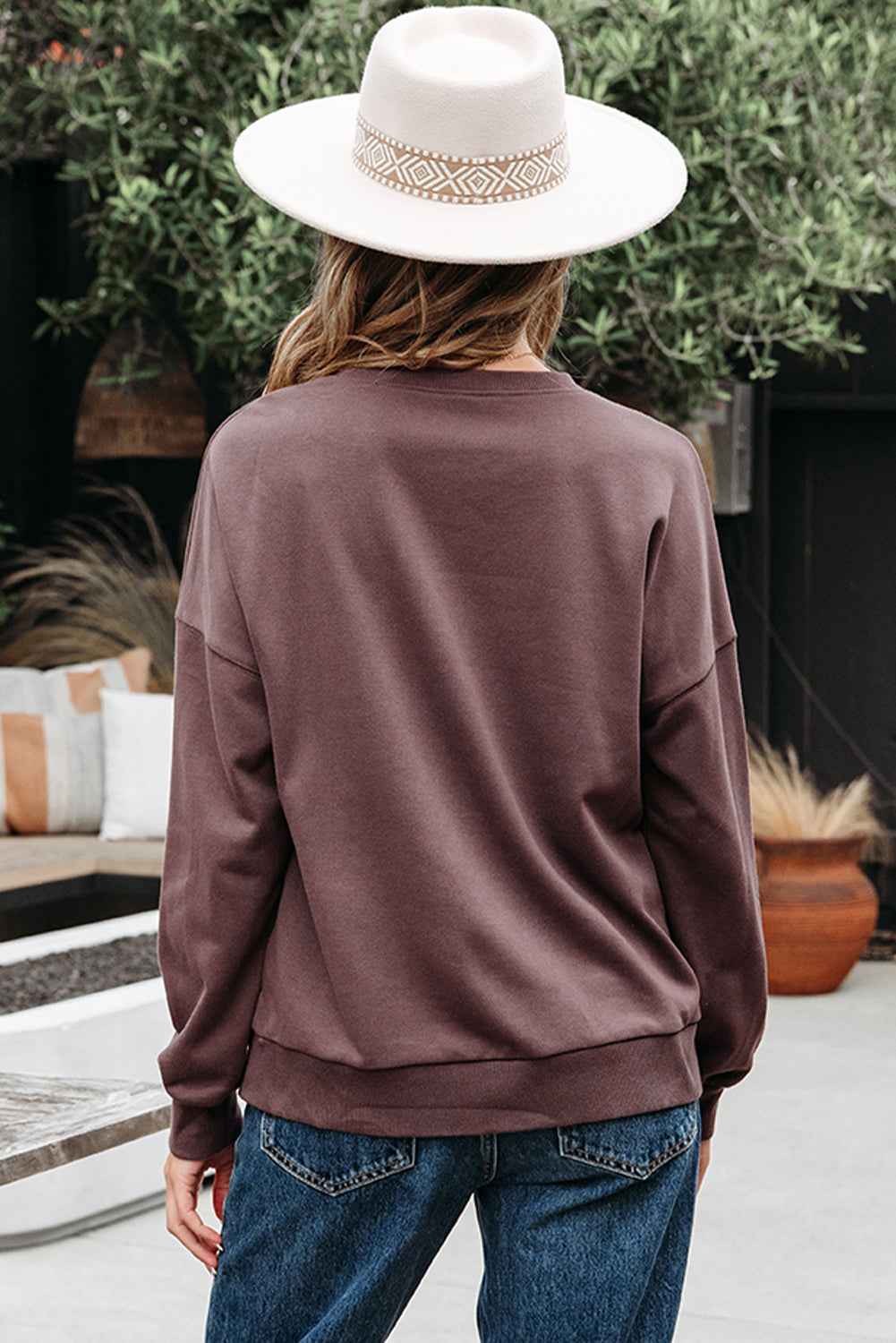 Callie Terry Bow Pattern Drop Shoulder Sweatshirt-1