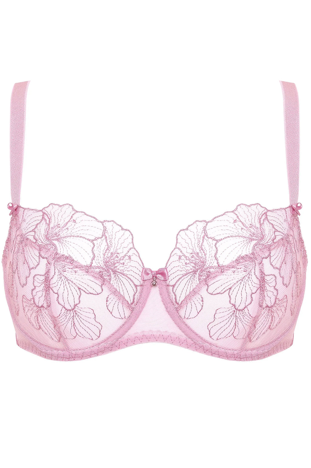 Sheer Mesh Floral Embroidered Bra Gorteks Bloom