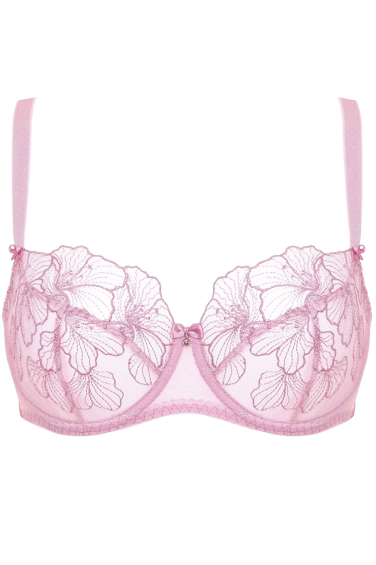 Sheer Mesh Floral Embroidered Bra Gorteks Bloom