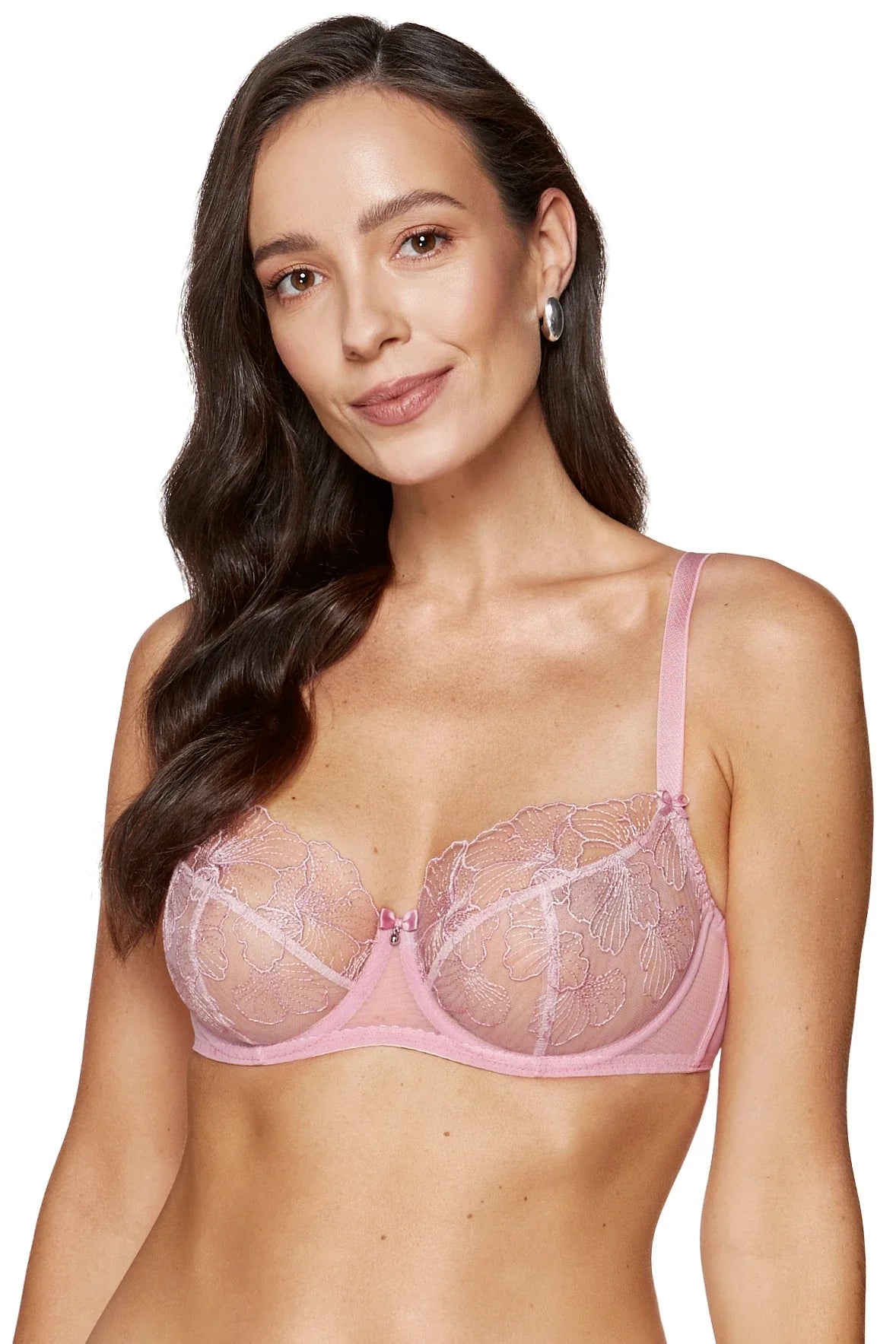 Sheer Mesh Floral Embroidered Bra Gorteks Bloom